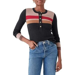 NEW Faherty Mikki Henley Sweater Long Sleeve Retro Throwback 70s Stripes Women S